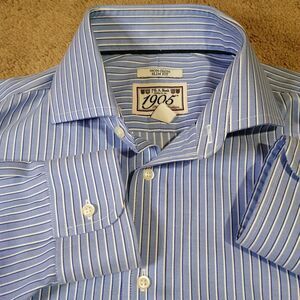 JoS A Bank 1905 Non Iron Slim fit Shirt 15 32 ButtonUp LongSleeve Pined Striped
